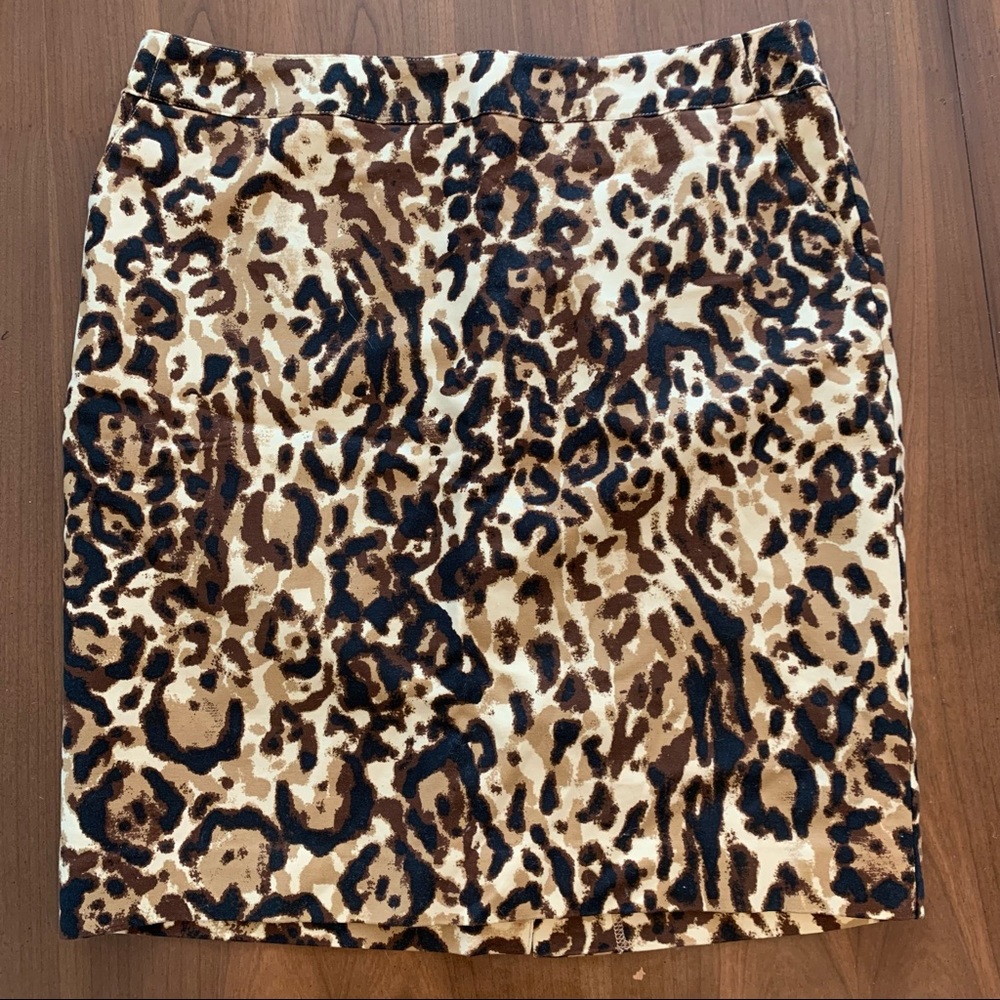 Merona Leopard Stretch Pencil Skirt With Pockets Size 16